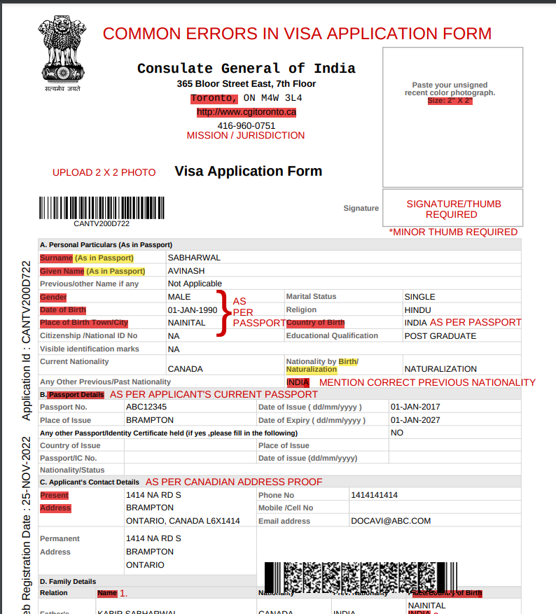 Indian visa application mistakes